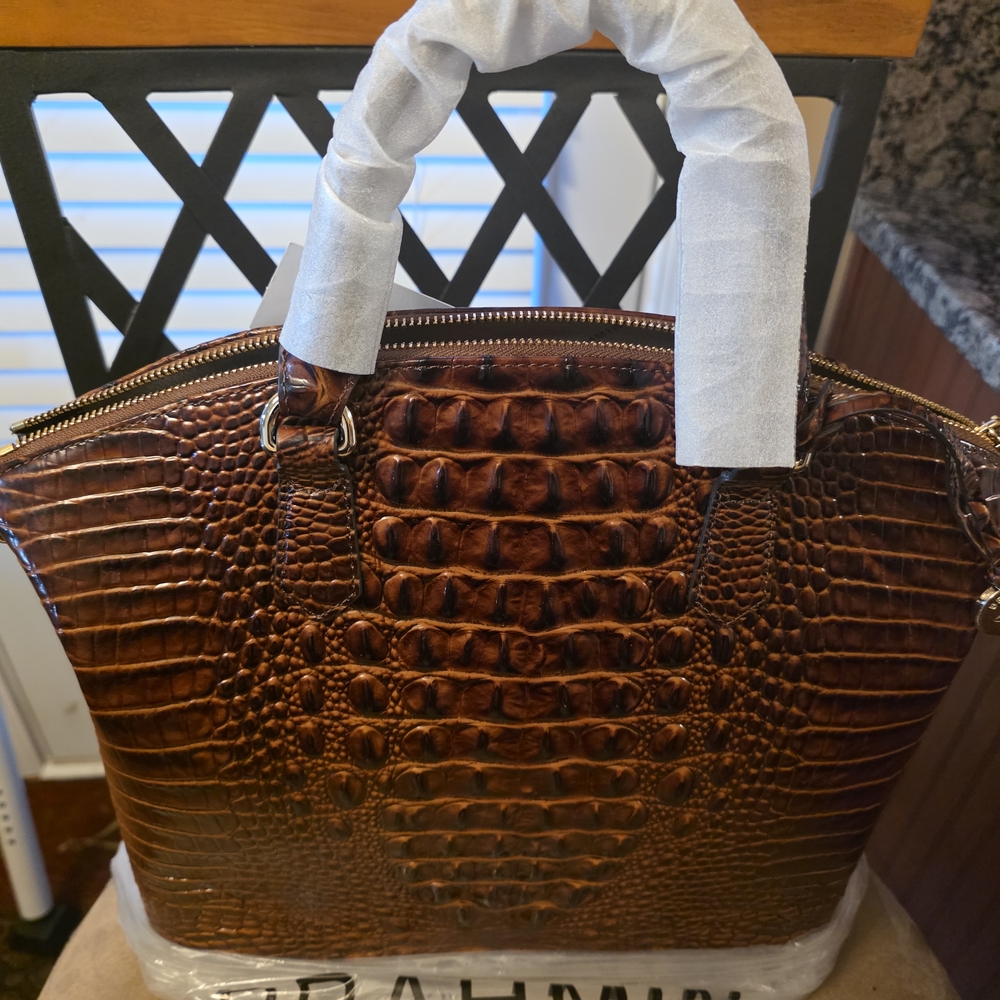 Brahmin Brown Crocodile Embossed Handbag